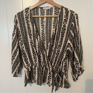 Blush & Day Blouse Top Flowy Floral Dressy Plus Size 2X Black Cream